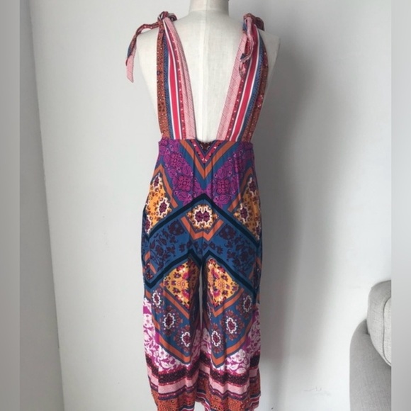 Free People Maritzah One-Piece Jumpsuit 🌺 Boho Patchwork Print | Size 4 | NWOT - Picture 4 of 9